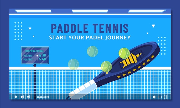 Vecteur gratuit miniature du tennis à palettes de conception plate sur youtube