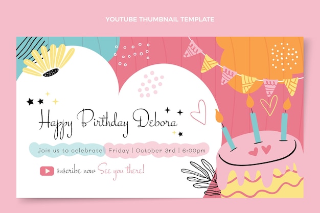 Vecteur gratuit miniature youtube anniversaire plat minimal