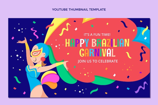 Vecteur gratuit miniature youtube de carnaval plat