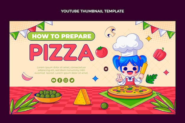 Miniature youtube de délicieuses pizzas dessinées à la main