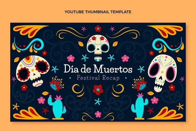 Miniature Youtube Dia De Muertos Plat Dessiné à La Main