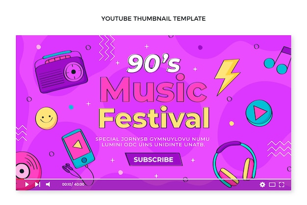 Miniature Youtube Du Festival De Musique Des Années 90 Dessinée à La Main