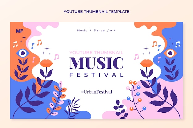 Miniature Youtube Du Festival De Musique Colorée Dessinée à La Main