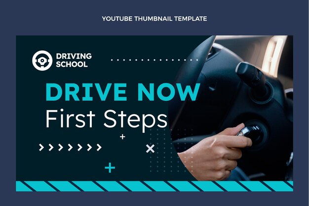 Vecteur gratuit miniature youtube de l'école de conduite plate