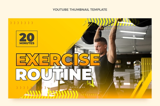 Vecteur gratuit miniature youtube de fitness design plat