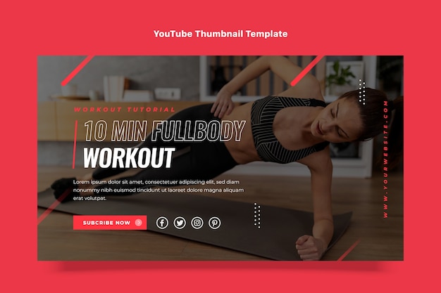 Vecteur gratuit miniature youtube de fitness design plat