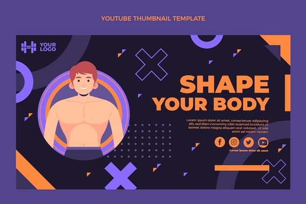 Vecteur gratuit miniature youtube fitness plat