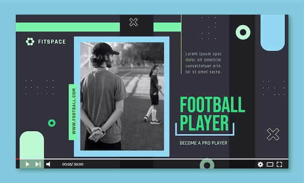 Vecteur gratuit miniature youtube de football plat