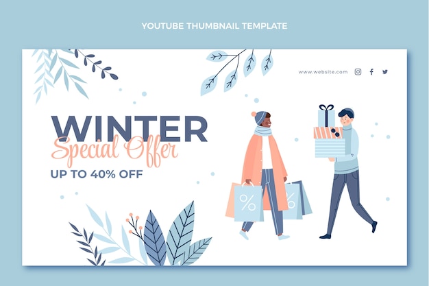 Vecteur gratuit miniature youtube d'hiver plat