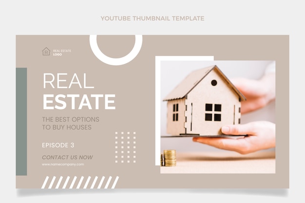 Miniature Youtube De L'immobilier Géométrique Abstrait Design Plat Vecteur gratuit