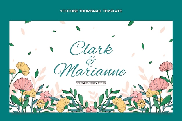 Vecteur gratuit miniature youtube de mariage dessiné à la main