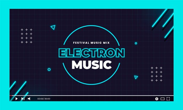 Vecteur gratuit miniature youtube de musique électronique design plat