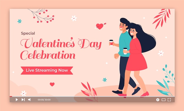 Vecteur gratuit miniature youtube plate pour la célébration de la saint-valentin