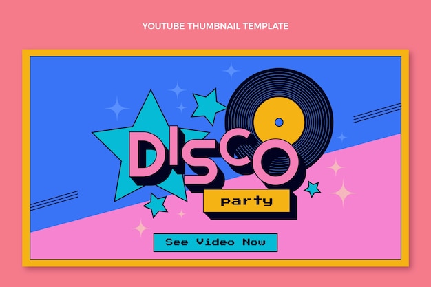 Vecteur gratuit miniature youtube d'une soirée disco rétro plate