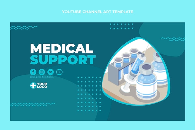 Vecteur gratuit miniature youtube de support médical design plat