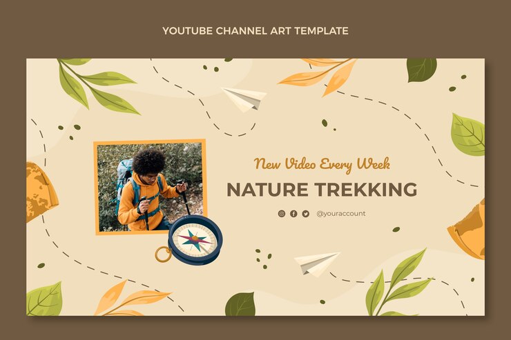 Vecteur gratuit miniature youtube de trekking design plat dessiné à la main