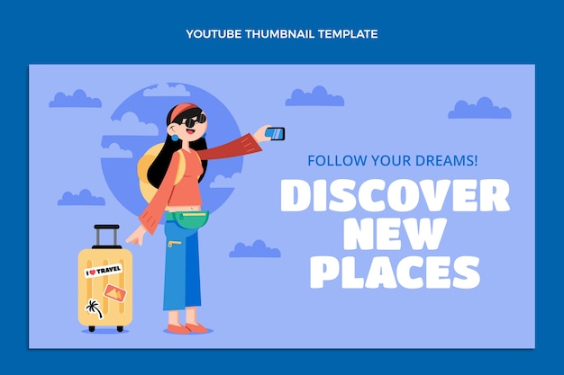 Vecteur gratuit miniature youtube de voyage design plat