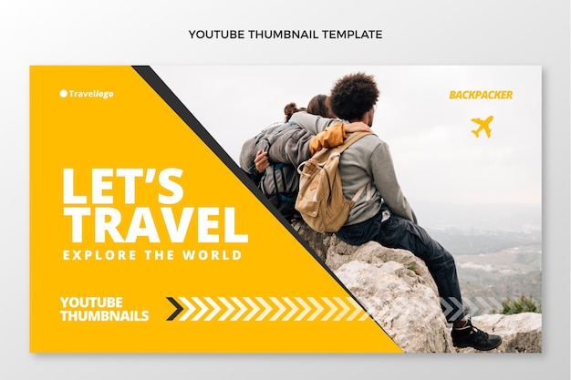 Vecteur gratuit miniature youtube de voyage design plat