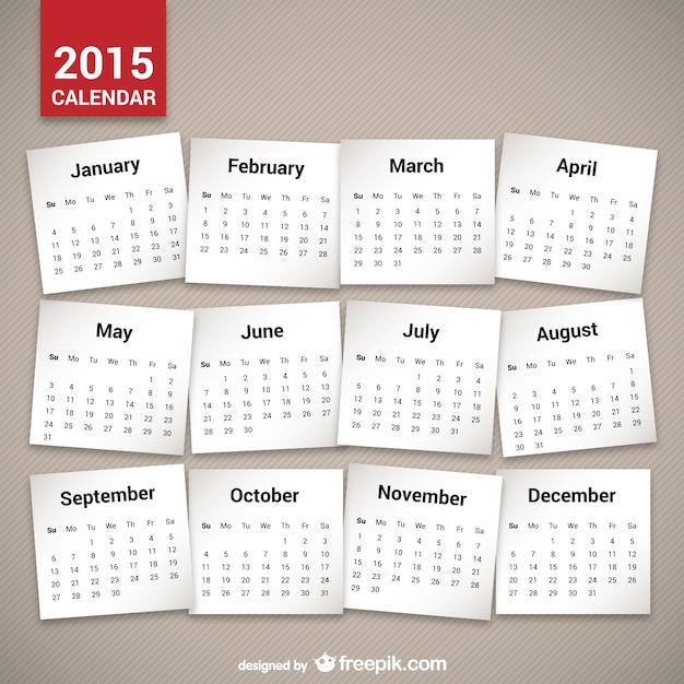 Vecteur gratuit minimaliste 2015 calendar