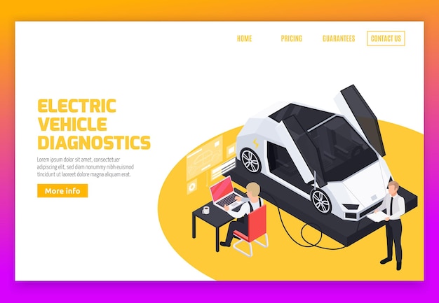 Mise En Page Web Avec Fonctionnement Des Véhicules électriques Services De Diagnostic à Distance Gestion De La Charge De La Batterie Et Système De Rajeunissement