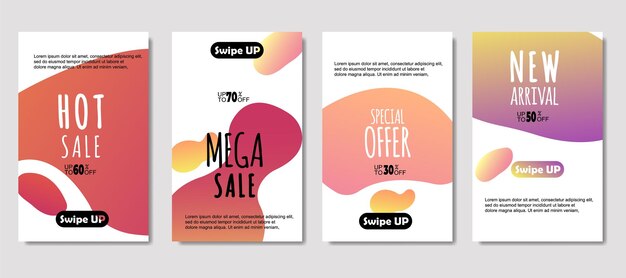 Mobile fluide abstrait dynamique pour les bannières de vente Conception de modèle de bannière de vente Conception de jeu d'offre spéciale de vente méga pour la carte-cadeau de dépliant Affiche sur la bannière de livre de couverture de mur médias sociaux