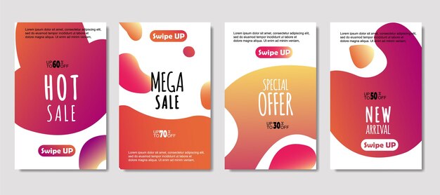 Mobile fluide abstrait dynamique pour les bannières de vente Conception de modèle de bannière de vente Conception de jeu d'offre spéciale de vente méga pour la carte-cadeau de dépliant Affiche sur la bannière de livre de couverture de mur médias sociaux