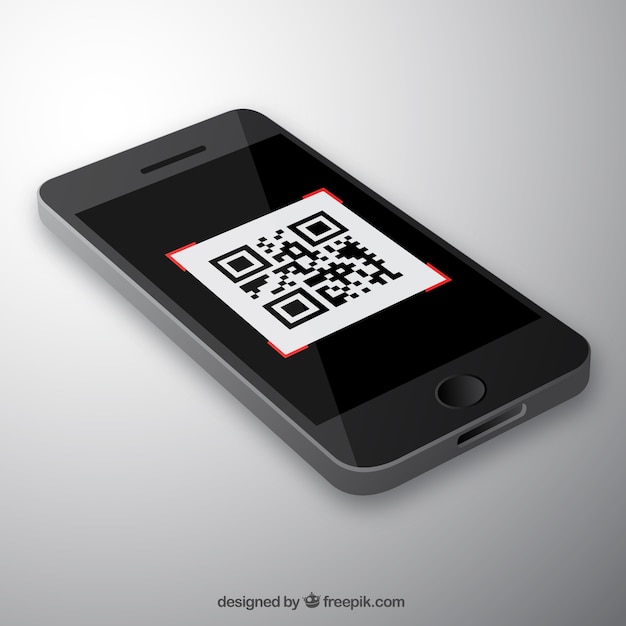 Vecteur gratuit mobile image de code de qr avec