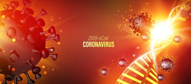 Modèle abstrait de coronavirus dans les rayons futuristes.