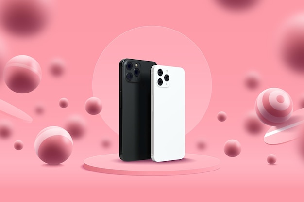 Modèle d'affichage avec téléphones mobiles