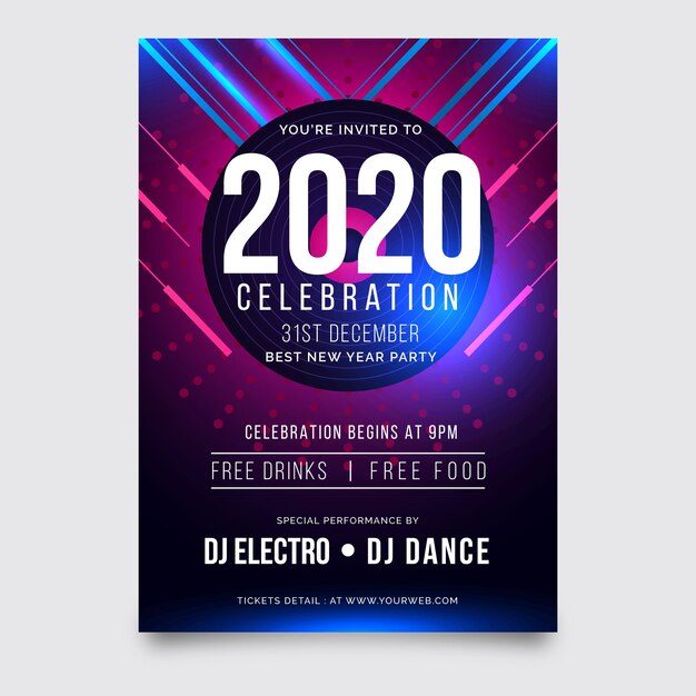 Modèle d'affiche abstrait parti nouvel an 2020