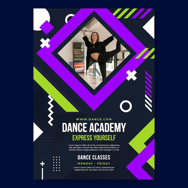 Vecteur gratuit modèle d'affiche de l'académie de danse