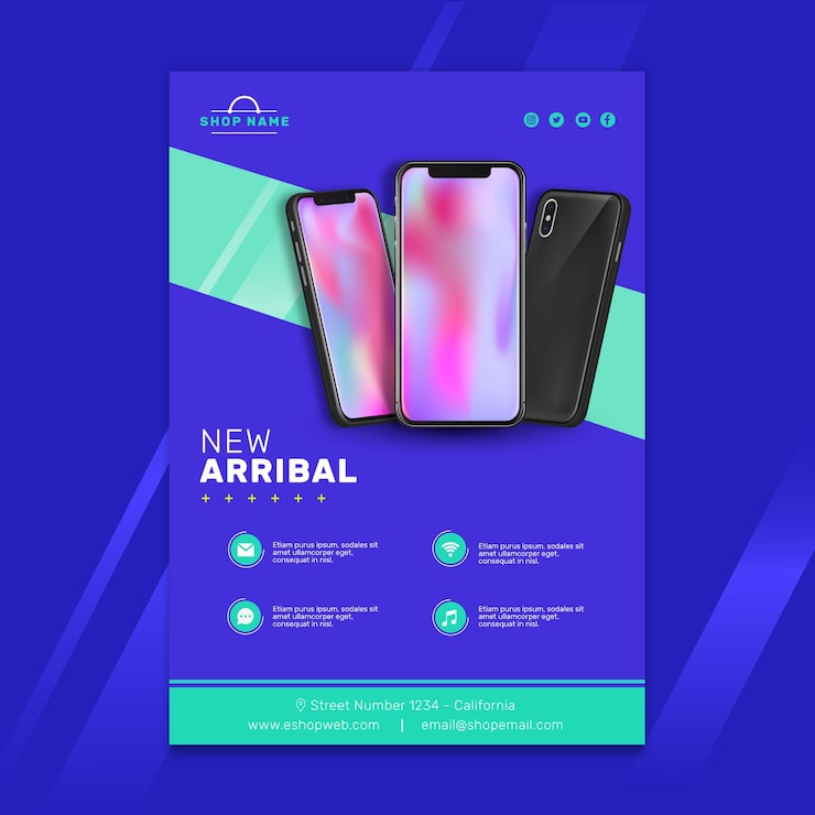 Vecteur gratuit modèle d'affiche d'achat en ligne