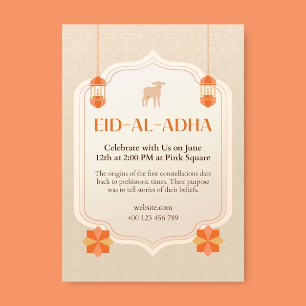 Vecteur gratuit le modèle de l'affiche de l'aïd al-adha mubarak