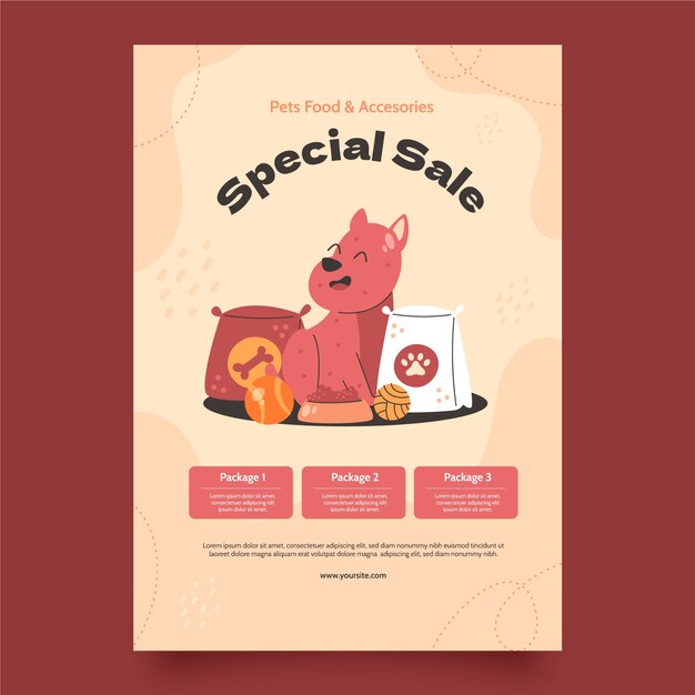 Modèle d'affiche d'animalerie dessiné à la main