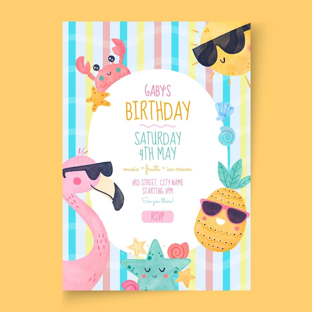 Vecteur gratuit modèle d'affiche d'anniversaire pour enfants