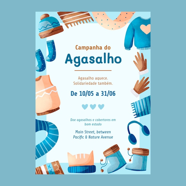 Modèle D'affiche Aquarelle Campanha Do Agasalho