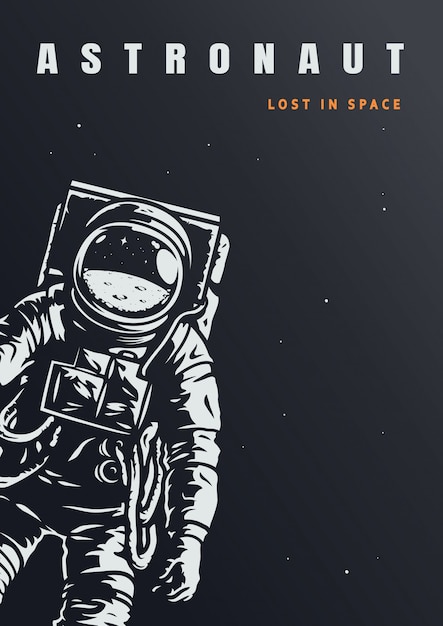 Modèle d'affiche astronaute vintage