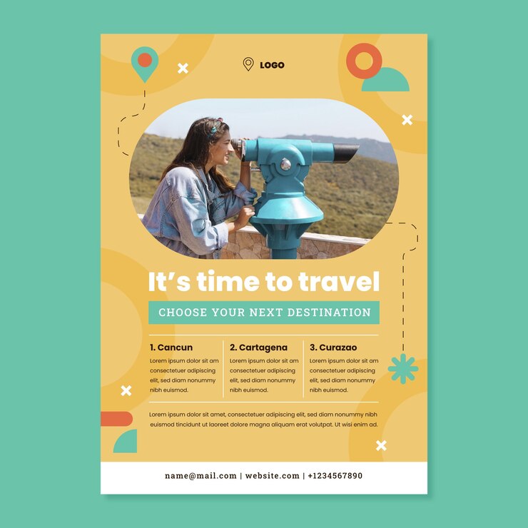 Vecteur gratuit modèle d'affiche d'aventure itinérante
