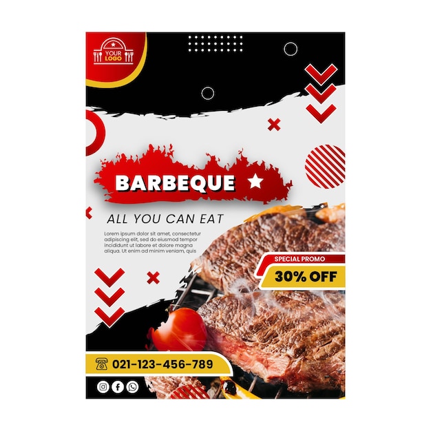 Vecteur gratuit modèle d'affiche barbecue