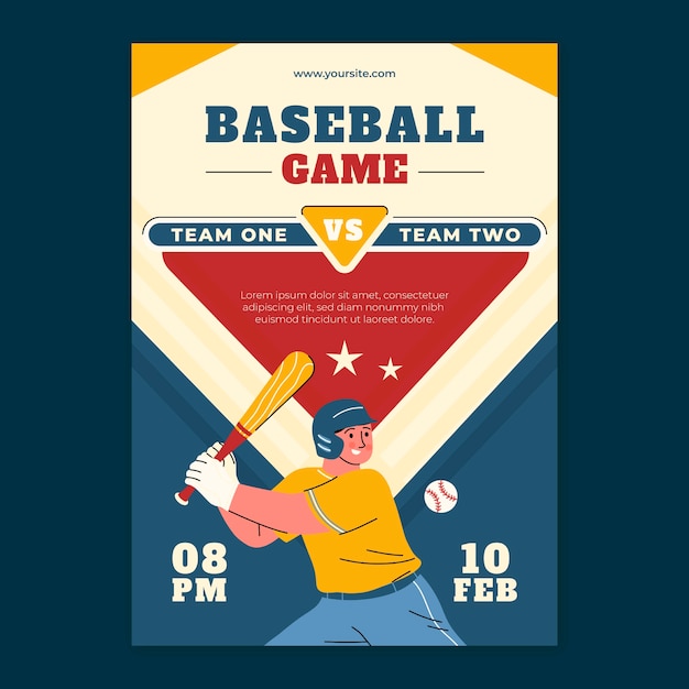 Vecteur gratuit modèle d'affiche de baseball dessinée à la main