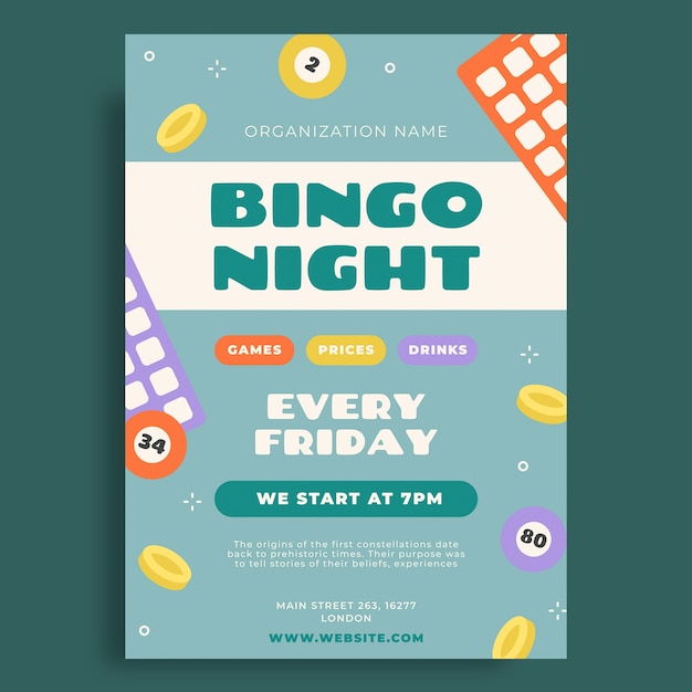 Vecteur gratuit modèle d'affiche de bingo