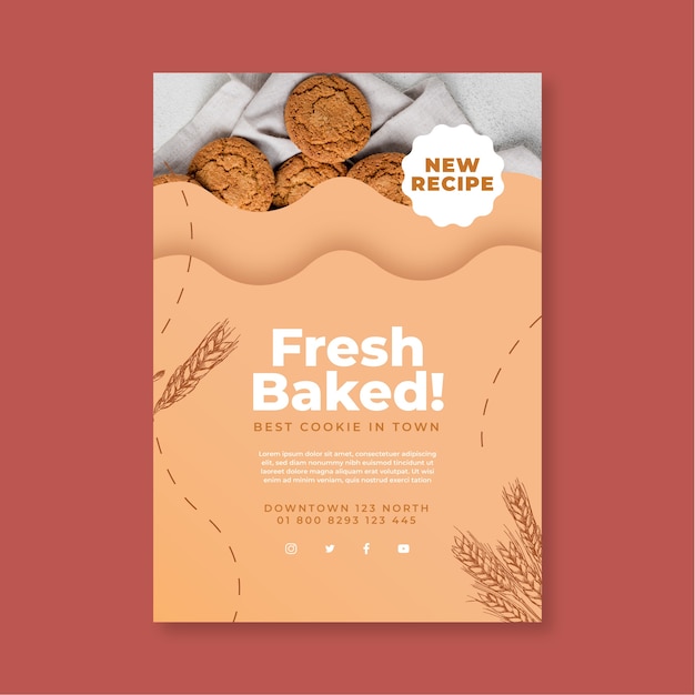 Vecteur gratuit modèle d'affiche de biscuits cuits au four