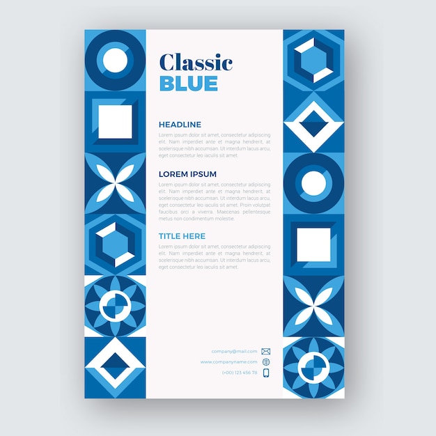 Vecteur gratuit modèle d'affiche bleu classique abstrait