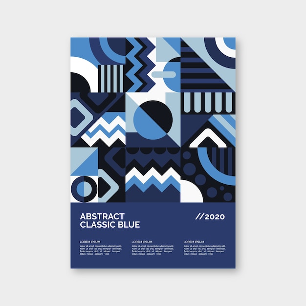 Vecteur gratuit modèle d'affiche bleu classique abstrait