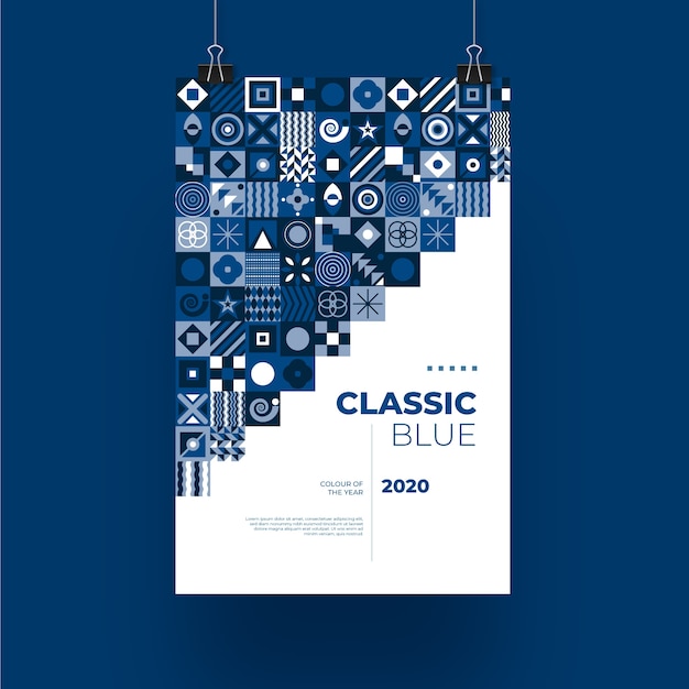 Vecteur gratuit modèle d'affiche bleu classique abstrait