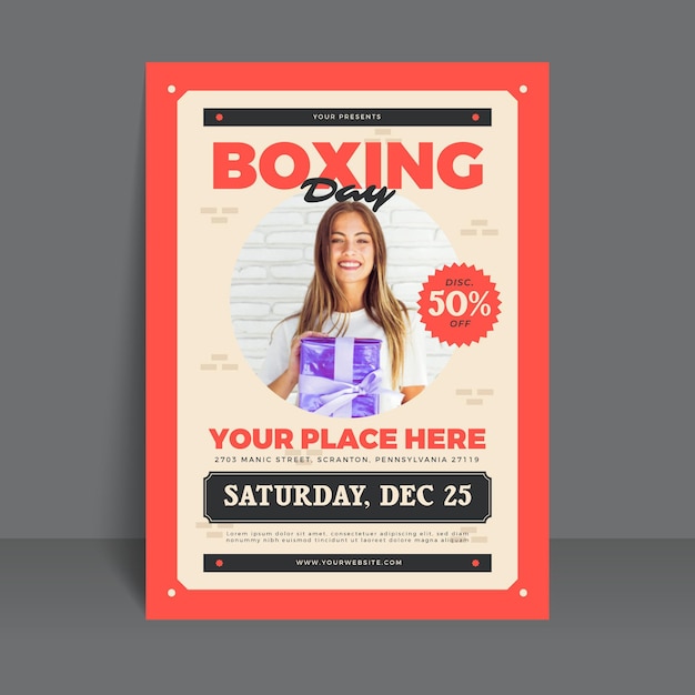 Vecteur gratuit modèle d'affiche de boxe day