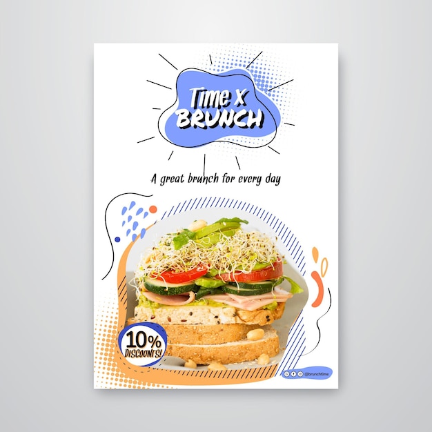 Modèle d'affiche de brunch avec remise