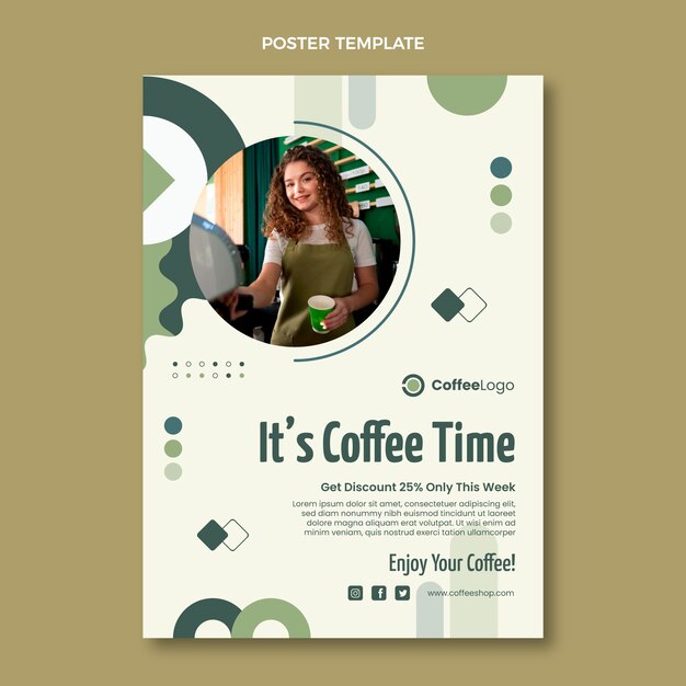 Modèle d'affiche de café minimaliste design plat