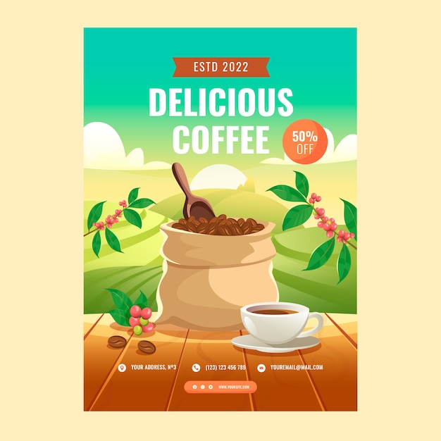 Vecteur gratuit modèle d'affiche de café réaliste