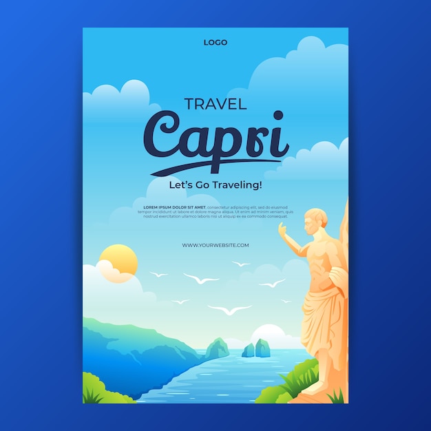 Vecteur gratuit modèle d'affiche capri dégradé